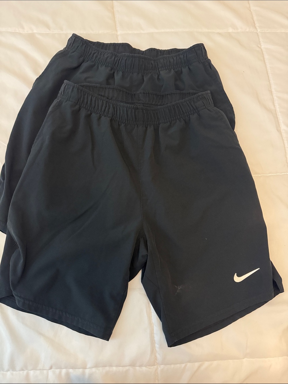 Bundle of Nike Black Athletic Shorts with White Swoosh Logo